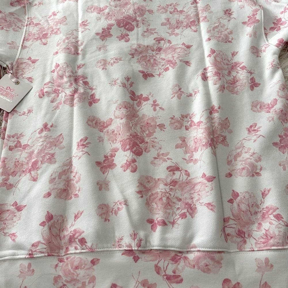NWT 🌸PINK x LoveShackFancy🌸 Pink & White Oversized Signature Sweatshirt Size S - Picture 15 of 15